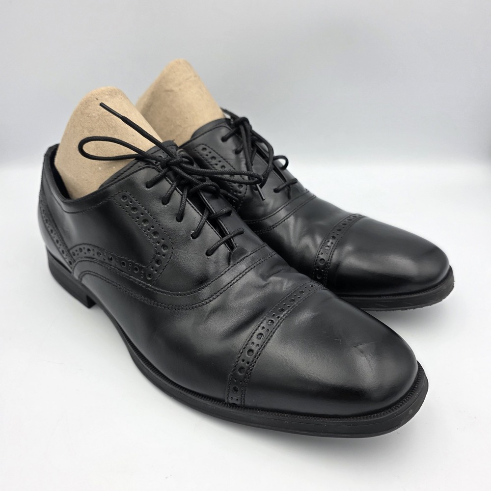 Cole Haan‎ C20225 Shoes Men 8.5 M Black Leather Signature Grand OS Captoe LaceUp